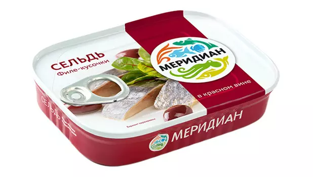 Сельдь филе-кусочки с/с в красном вине Меридиан 115г ж/б