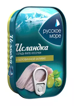 Сельдь филе-кусочки с/с в белом вине Русское море 115г ж/б