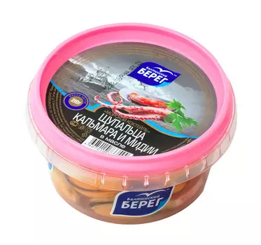 Щупальца кальмара и мидии в масле Балтийский берег 210г