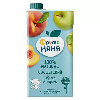 Сок ФрутоНяня яблоко/персик с 3-х лет 500мл т/п