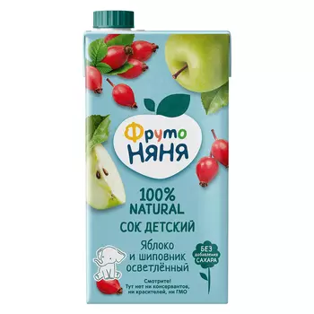 Сок ФрутоНяня яблоко/шиповник осветленный с 3-х лет 500мл