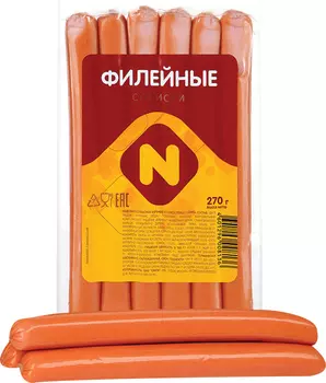 Сосиски Останкино филейные целлофановая оболочка в/у 0,27кг