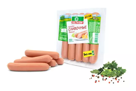 Сосиски Сливочные в/у 460г, Велком