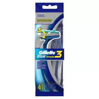 Станки д/бритья мужские одноразовые Gillette Blue Simple3 4шт