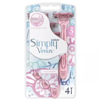 Станки д/бритья женские одноразовые Gillette Venus3 Simply 4шт