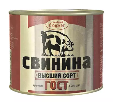 Свинина тушеная Главпродукт Семейный Бюджет ГОСТ в/с 500г