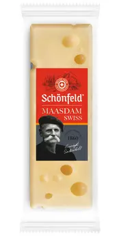 Сыр Schonfeld Swiss Maasdam 48 % кусок 150г