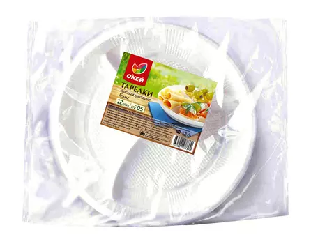 Тарелка в ассортименте ОКЕЙ/ТЧН! белая 205мм 3 секц 12шт