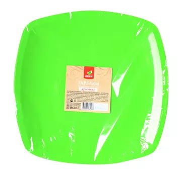 Тарелки ОКЕЙ Квадратные плоские Кристалл зел. 300мм 3 шт