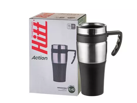 Термокружка из нерж стали с пластиковой колбой 420мл артЛ8626