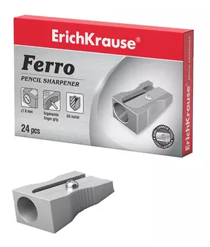 Точилка металлическая Erichkrause ferro цвет корпуса серебряный