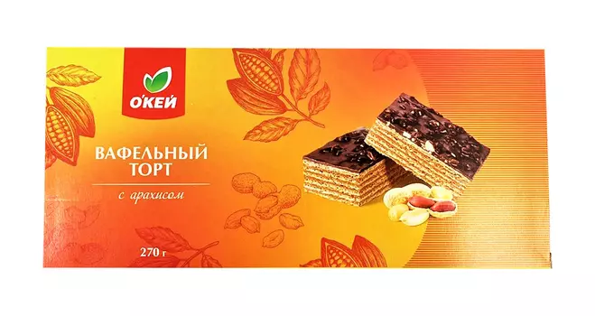 Торт вафельный ОКЕЙ с арахисом 270г