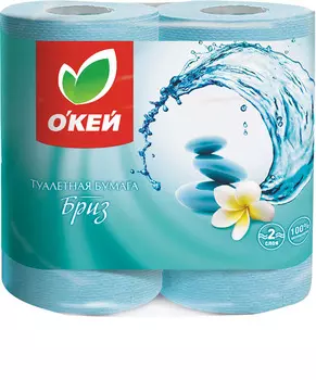 Туалетная бумага ОКЕЙ 2сл 4рул Морской бриз