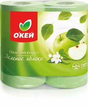 Туалетная бумага ОКЕЙ 2сл 4рул Зеленое яблоко