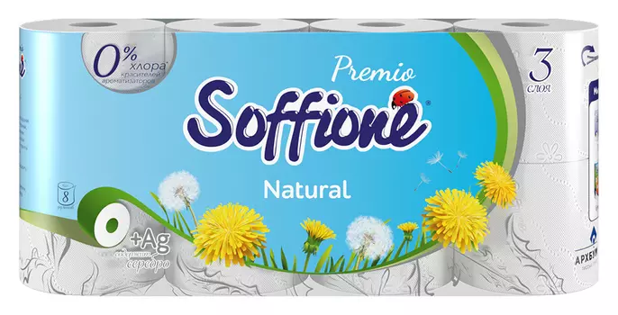 Туалетная бумага Soffione premio natural 3сл 8 рул