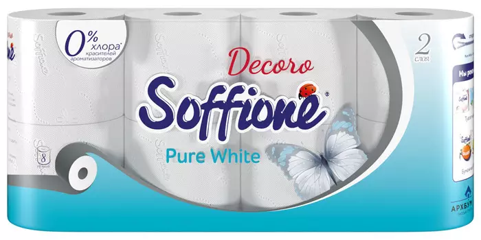 Туалетная бумага Soffione pure white 2сл 8 рул