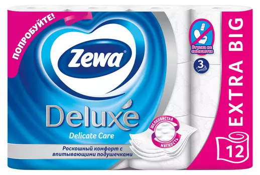 Туалетная Бумага Zewa Deluxe Белая 3сл 12рул