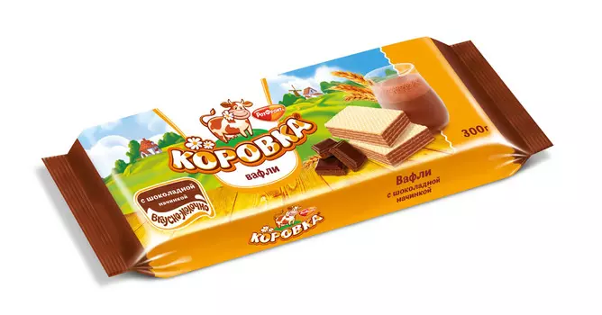 Вафли Коровка с шоколадной начинкой 300г