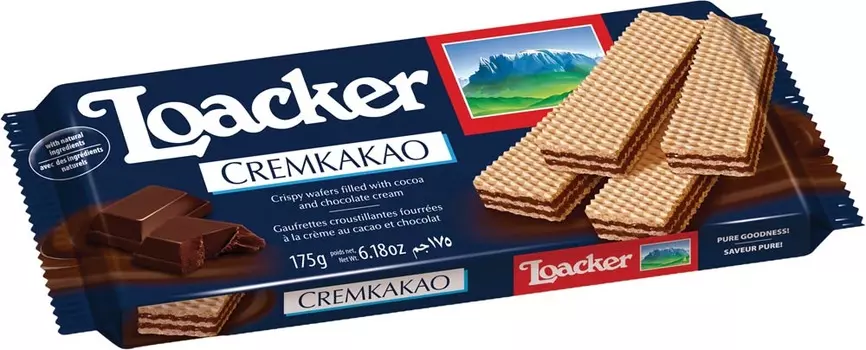 Вафли Loacker хрустящие сливочные с какао-начинкой 175г