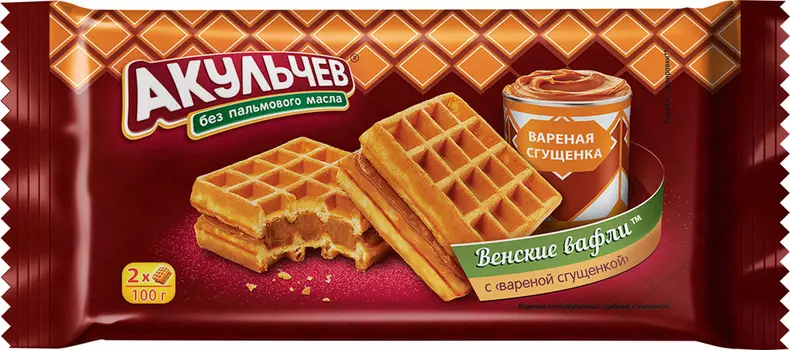Вафли венские Акульчев со сгущенкой 100г
