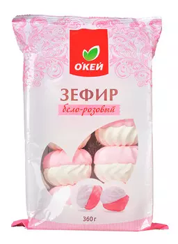 Зефир ОКЕЙ бело-розовый 360г