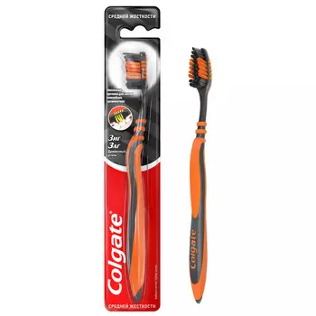 Зубная щетка Colgate Зиг Заг с древесным углем средней жесткости