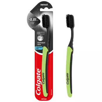 Зубная щётка Colgate Шелковые Нити с древесным углем (черная) мягкая