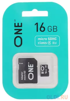 16GB карта памяти ONE MicroSDHC UHS-I Class 10 15/10 MB/s + SD adapter