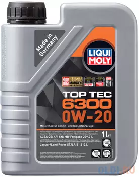 21216 LiquiMoly НС-синт. мот.масло Top Tec 6300 0W-20 SN C5 (1л)