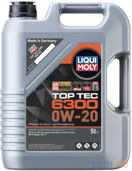 21217 LiquiMoly НС-синт. мот.масло Top Tec 6300 0W-20 SN C5 (5л)