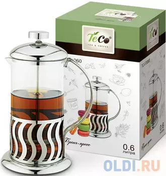 3060F-TС Френч-пресс TECO 0,6л из высококачественного термостойкого стекла