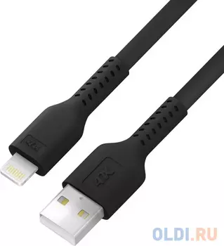 4PH Кабель 1.0m USB AM/Lightning - поддержка всех iOS, MFi, черный, 4PH-R90140