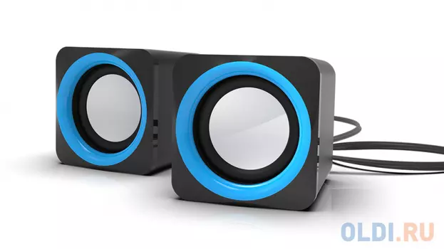 Колонки RITMIX SP-2025 2.0 Black+Blue 2x2.5 Вт, 90-20000 Гц, mini Jack, USB