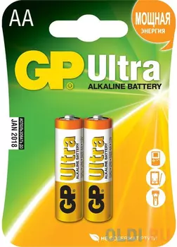 AA Батарейка GP Ultra Alkaline 15AU LR6, 2 шт.