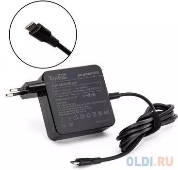 Адаптер питания TOPON TOP-MI65, 5 - 20.3 В, 3.25A, 65Вт, универсальный, черный [top-mi65-black]