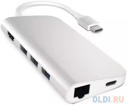 Адаптер USB 3.0 Satechi ST-TCMAS 3 х USB 3.0 USB Type-C SD RJ-45 microSD HDMI серебристый
