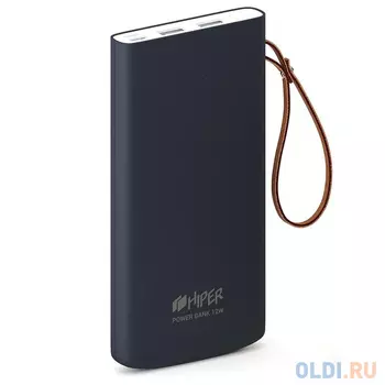 Аккумулятор HIPER Внешний аккумулятор HIPER TRAVEL 10K Li-Pol 10000 mAh Soft-touch 3A+3A 2xUSB 1xType-C синий