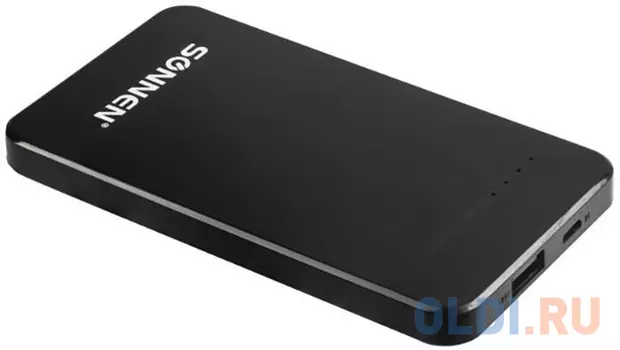 Аккумулятор внешний SONNEN POWERBANK V3801, 4000 mAh, литий-полимерный, черный, 262751