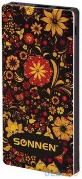 Аккумулятор внешний SONNEN POWERBANK V3802S "ХОХЛОМА", 8000 mAh, 2 USB, литий-полимерный, 262915