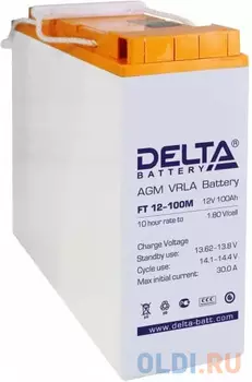 Аккумуляторная батарея Delta FT 12-100 M 12В/100Ач, клемма Болт М6 (508х110х223мм (238мм); 29кг; Срок службы 10-12лет; Г