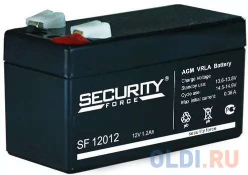 Аккумуляторная батарея Delta (Security Force SF) SF 12012 12В/1,2Ач, клемма F1 (97х44х52мм (57мм); кг; Срок службы 3-5ле