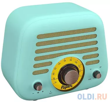 Активная акустическая система HIPER RETRO L Cyan, H-OT5, 5 ВТ,60 Гц - 18 кГц,1800 мАч, BT 5,0,Hands-free,Micro-USB