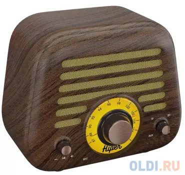 Активная акустическая система HIPER RETRO L Wooden, H-OT5, 5 ВТ,60 Гц - 18 кГц,1800 мАч, BT 5,0,Hands-free,Micro-USB