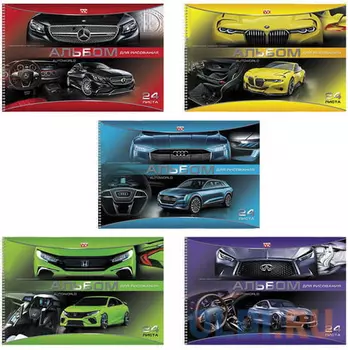 Альбом для рисования, А4, 24 л., спираль, обложка картон, HATBER VK "Автомир", 24А4Ссп, A211274