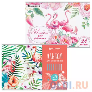 Альбом для рисования BRAUBERG Фламинго A4 24 листа