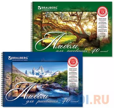 Альбом для рисования BRAUBERG Удивительная природа A4 40 листов