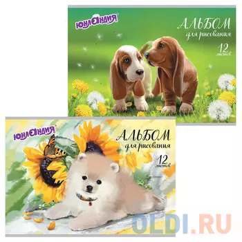 Альбом для рисования ЮНЛАНДИЯ Собачки A4 12 листов 105043