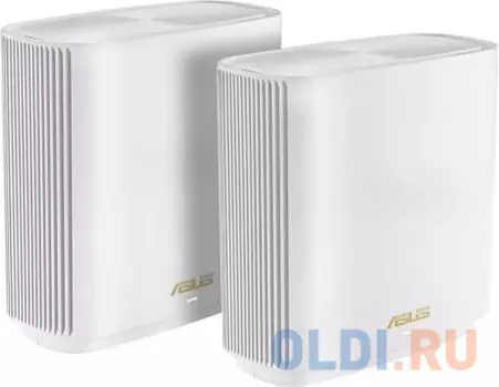 ASUS XT8 (W-2-PK) // роутер, из 2 точек доступа, 802.11b/g/n/ac/ax, до 574 + 4804Мбит/c, 2,4 + 5 гГц, белый ; 90IG0590-MO3G80
