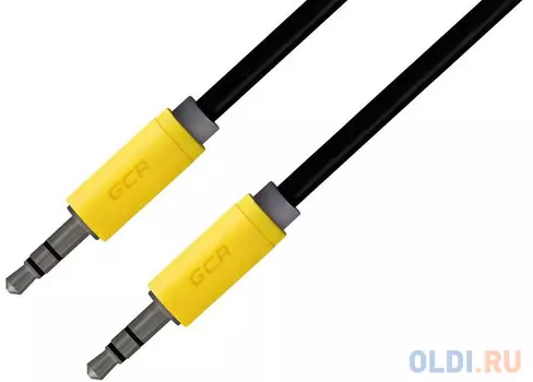 Greenconnect Кабель аудио 0.5m jack 3,5mm/jack 3,5mm черный, желтые коннекторы, 28 AWG, M/M, GCR-AVC014-0.5m, экран, стерео / GCR-AVC014-0.5m / Greenc