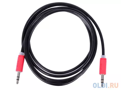 Greenconnect Кабель аудио 1.5m jack 3,5mm/jack 3,5mm черный, красные коннекторы, 28 AWG, M/M, GCR-AV